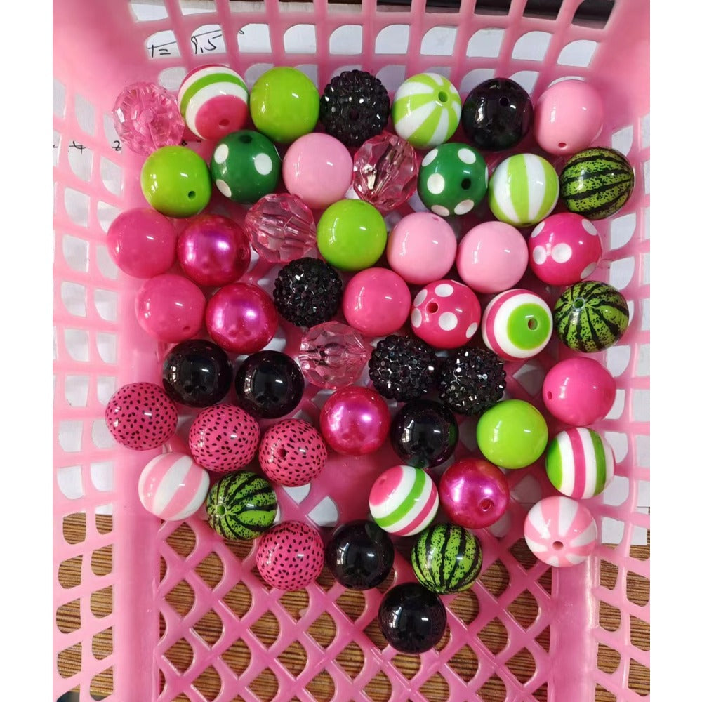 Wholesale 50pcs 20mm Acrylic Summer Watermelon Mixed Color Beads